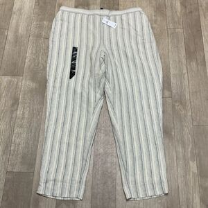 Womens NWT Banana Republic Hayden Linen Blend Lined Stripe Pull‎ On Ankle Pants